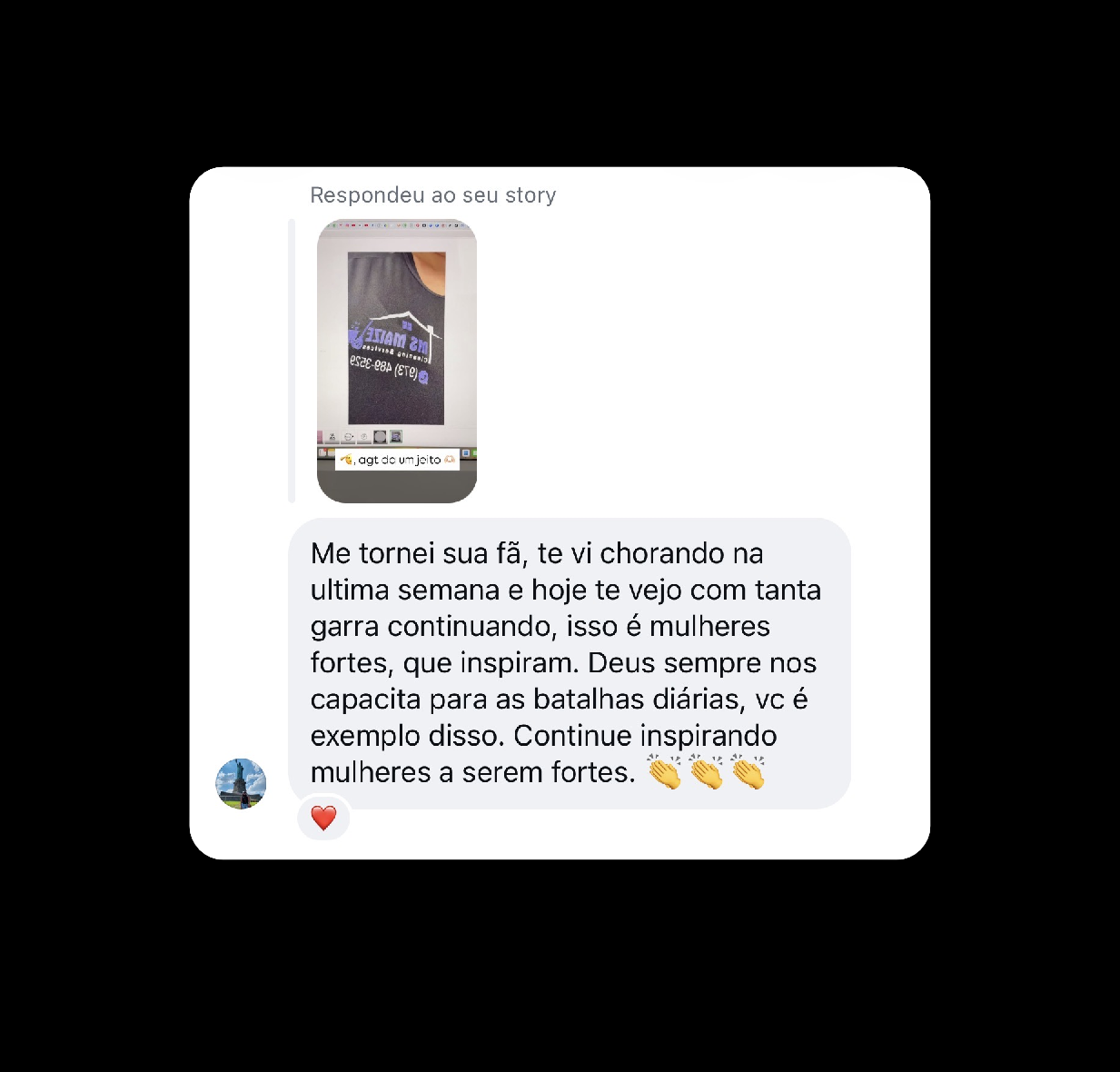 Depoimento de seguidora